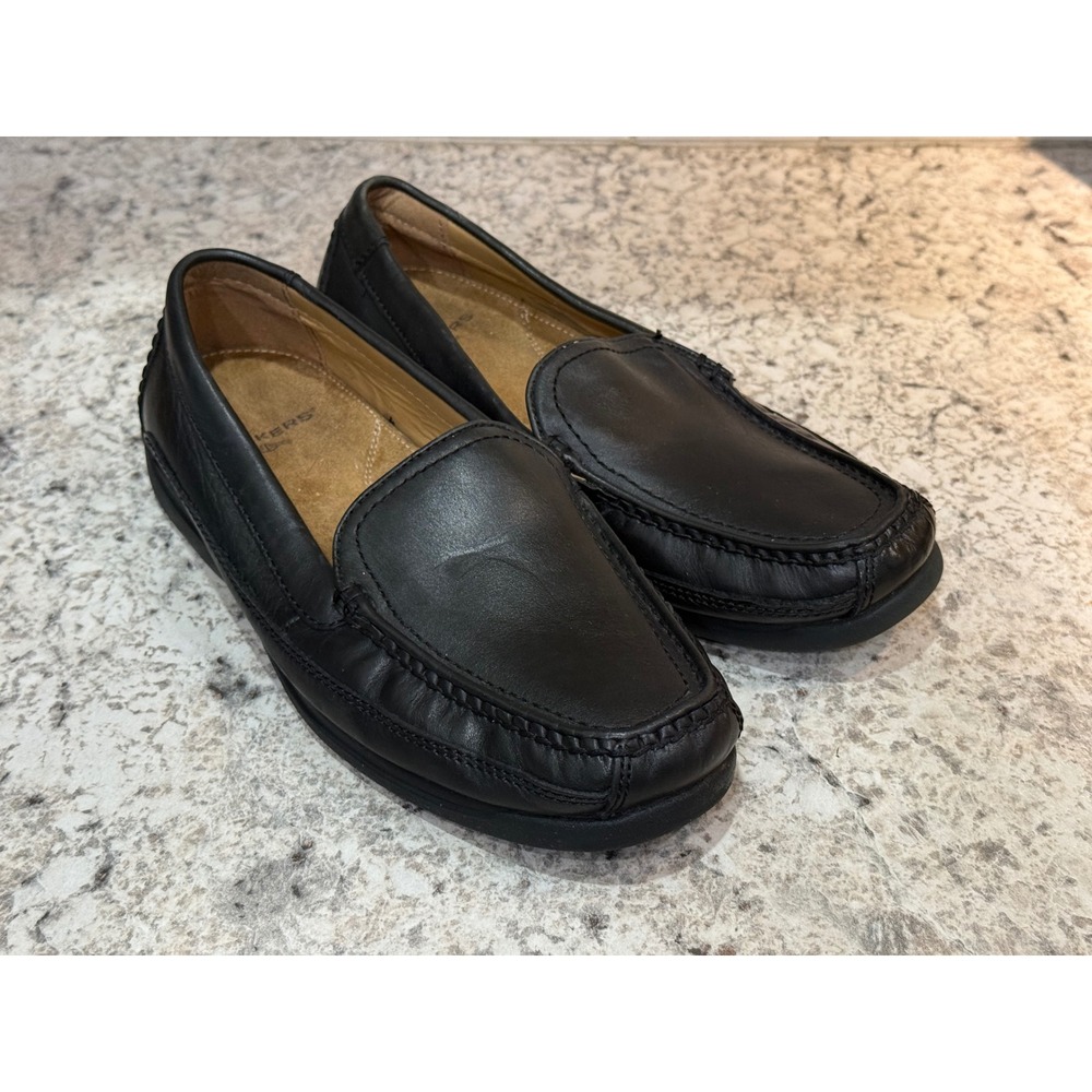 Dockers Loafers Mens 9.5M Black Excellent Leather Slip On Moc Toe 90-7304